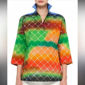Akris Punto Baseball-Net Print Blouse SZ 44 = US 12